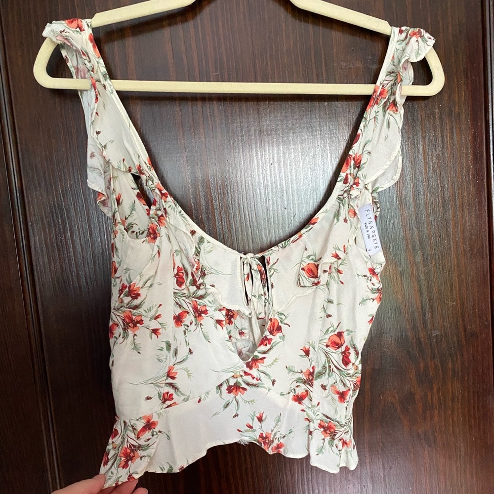 Flynn Skye keyhole ruffle cropped tank top